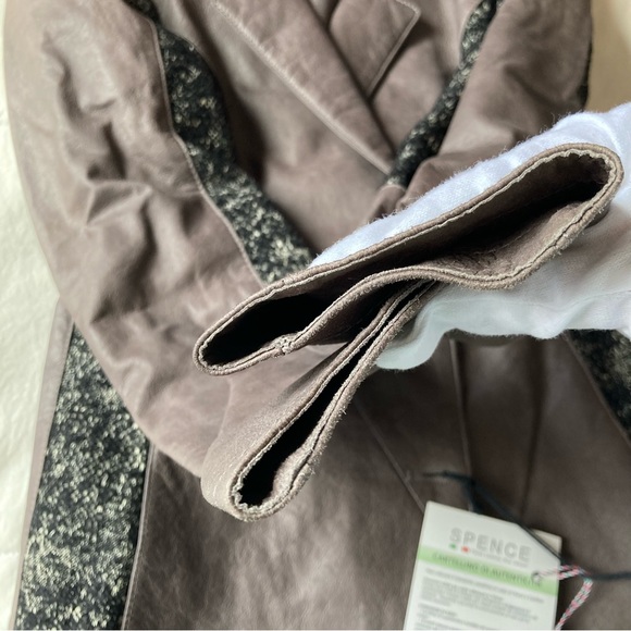 DROMe | Leather Blazer Jacket / Wool Contrast / Col Taupe-Felt / Sz Small / NWT! - Picture 10 of 12